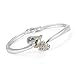 JOUDOO Crystal Heart Shape Bracelet Diamond Gold Plated Bangle Platinum Woman Hand Chain (Platinum)