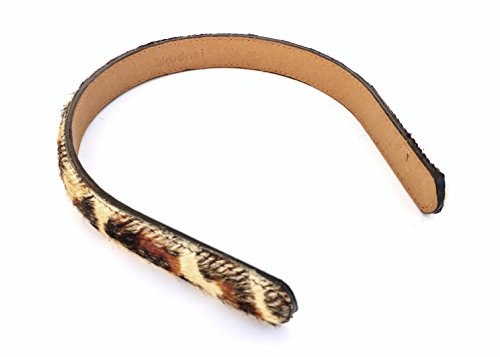 Wardani, 3/4" Genuine Leather hairy animal print headband (Leopard)