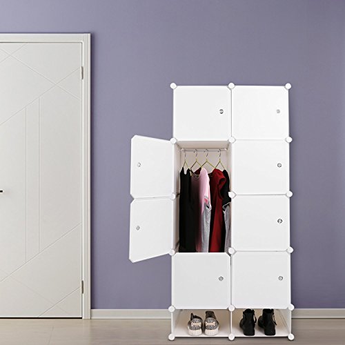 Benlet Portable Wardrobe Closet for Bedroom Clothes Armoire Dresser Cube, DIY Storage Organizer with Doors, Ideal Storage Organizer Cube for Clothes, Books, Toys, Towels (2 Column 5 Layer)