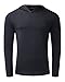 PODOM Men's Long Sleeve T Shirt Hoodies Lightweight Pullover Thin Tee Shirts Cotton V Neck Tops Dark Grey L