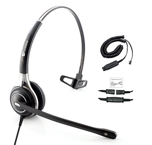 Premium Single Ear Headset with Ultra Noise Canceling MIC & Adapter Cable For Avaya IP 1608, 1616, 9601, 9608, 9611, 9611G, 9620, 9620C, 9620L, 9621, 9630, 9631, 9640, 9641, 9650, 9670 + many more