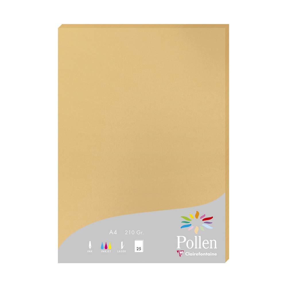 Clairefontaine 24279C Wallet of 25 Sheets Format A4 (21x29,7cm) 210gsm Caramel colour Invitation Paper Events Correspondence Pollen Range Premium Smooth Paper