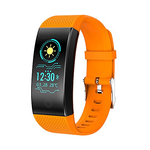 RONGT Waterproof Fitness Tracker with HD Colorful Screen, Fitness Activity Tracker Bands Bracelet for Kids Girls Men Women, Sports Swimming Gym Slim cycling Smart fitness tracker watch (orange)