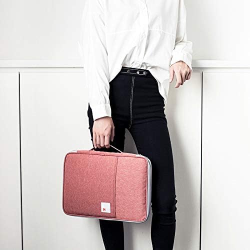 SCTD Multi-Functional A4 Document Bags Portfolio Padfolio Organizer-Waterproof Travel File Folder Case Zippered Note Pouch for Pads, Planners,Files, Notebooks, Pens, Documents (Pink)
