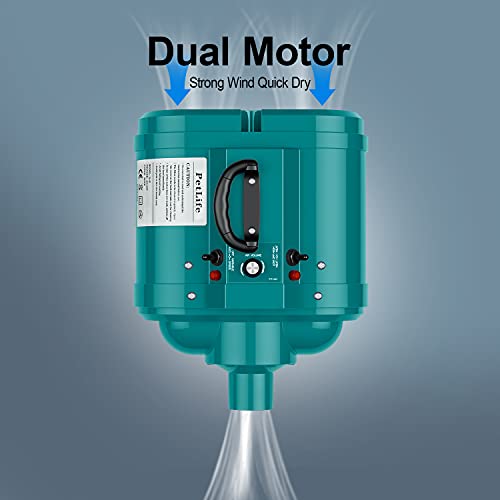 PetLife Variable Speed Dog Grooming Dryer for Medium/Large Dogs, Dual Motor, 5.0HP High Velocity