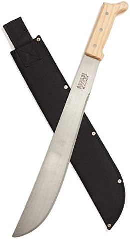IMACASA 12" Machete, Comfortable Wooden Handle, Full Tang - Optimal Balance and Force, Canvas Sheath Included, 1075 High Carbon Steel Blade