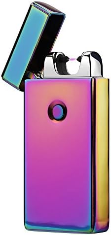 Regality USB Rechargeable Windproof Flameless Electric Plasma Arc Lighter Set, USB Charging Cable, Elegant Gift Box(Iridescence)