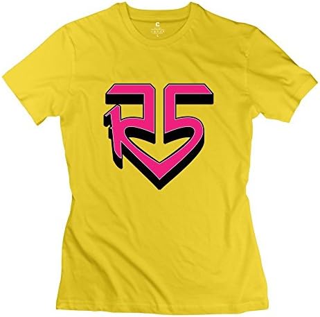 Yisw Women R5 Band T-Shirt L Yellow O Neck Funny T-Shirt