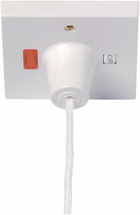45 Amper Pull Cord Ceiling Switch White Shower Double Pole With Neon
