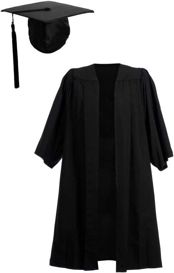 Ashington Gowns Graduation Gown and Cap, Affordable Pleated Graduation Gown and Elasticated Mortarboard Graduation Cap