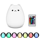 Mystery Cat Night Light, Kids Toy Nightlight with Remote Control, Soft Silicone LED Baby Nursery Sleep Relaxing Tap Lamps, Decorative Desk Lamp for Bedroom