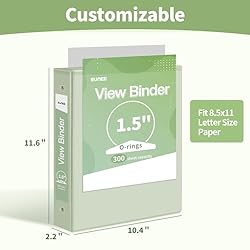 SUNEE 3 Ring Binder 1.5 Inch 1 Pack, Clear View