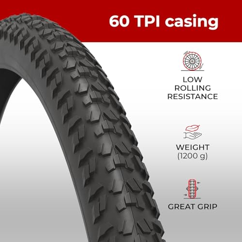 Fincci Copertone 26x1.95 Pollici 52-559 Copertoni con Protezione Anti-puntura Antiforatura da 3 mm 60TPI per MTB Mountain Bike Ibrida Bici Bicicletta con 26 x 1.95 Pneumatico