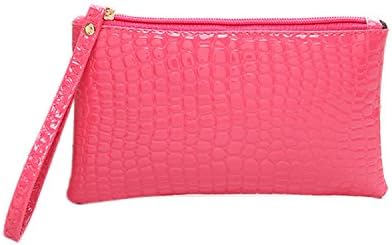 NEW New Fashion Handbag Womens Crocodile PU Leather Zipper Solid Colors Clutch Handbag Bag Coin Purse Crocodile purse Clutch Rose Red