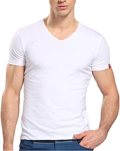JoJo Home Men's Everyday Cotton Short Sleeve T-shirt Casual Basic V Neck Tshirt (XXXL, White)