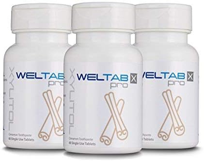 WELdental WELTAB PRO X Xylitol Water Flosser Tablets for WELTIP | SLS FREE | FLUORIDE FREE (Cinnamon, 3 Pack)