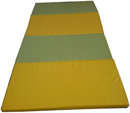 5th Season 4' x 8' x 2" Thick Gymnastics Tumbling Exercise Folding Martial Arts Mats with Hook and Loop Fasteners on 2 Sides Crosslink PE Foam Core (Yellow)