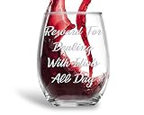 Reward For Dealing With Idiots All Day Funny 15oz Crystal Stemless Wine Glass - Fun Wine Glasses with Sayings Gifts For Women, Her, Mom on Mother's Day Or Christmas