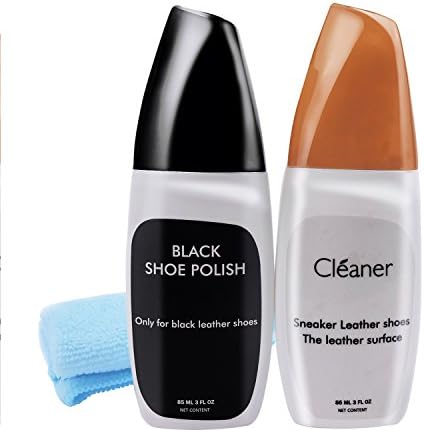 Appleaves Black Leather Shoe Cleaner Shoe Cleaning Kit, for leather, 2 Pack - Cleaner and Black Polish