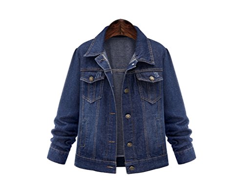 Womens Classic Loose Jean Denim Long Sleeve Lapel Button Trucker Jacket Coat 3XL Womens Classic Loose Jean Denim Long Sleeve Lapel Button Trucker Jacket Coat 3XL