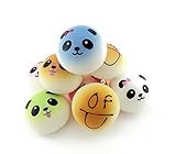 BeautyMood 4Pcs Random Smiling Face Round SoftKawaii Bread Smell Charms Cellphone Straps Random Color