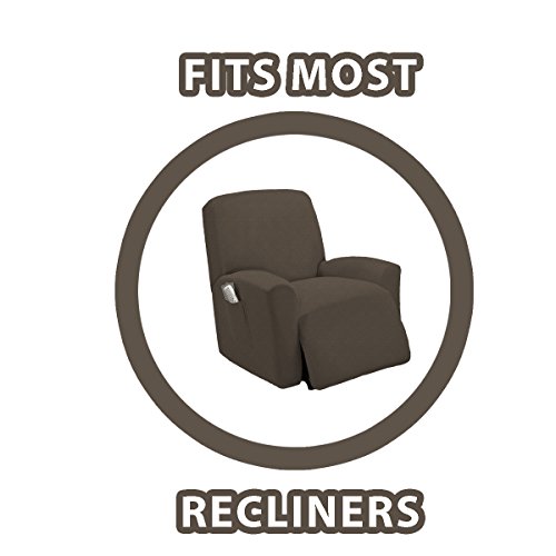 Stretch Recliner Slipcover By MarCielo, Couch Cover, 1-Piece Sofa Cover, Furniture Chair Slipcover (Dark Taupe)