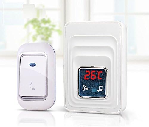 HTLL Intelligent Wireless Electron Doorbell (Plug-in Receiver &amp; Waterproof Battery Sensor) with 36 Chimes 4 Volumes Levels, LED Indicator Spread Distance of 150-200M.(White)