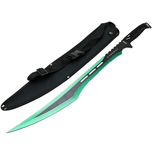 DEFENDER XTREME 27" Green Stainless 2 Tone Blade Sword with Sheath at Amazon