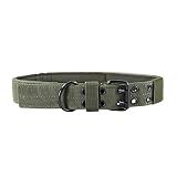 OneTigris Military Adjustable Dog Collar with Metal D Ring & Buckle 2 Sizes (L, OD Green)