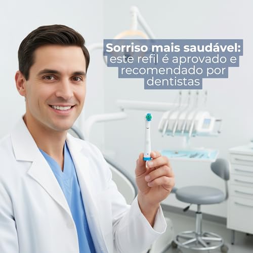 Kit 4 Cabeças de Reposição para Escova Elétrica Oral-B, Cerdas Macias, com 2 Capas de Proteção, Branco