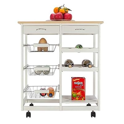 Pannow Moveable Kitchen Cart with Storage Drawers & Locking Wheels