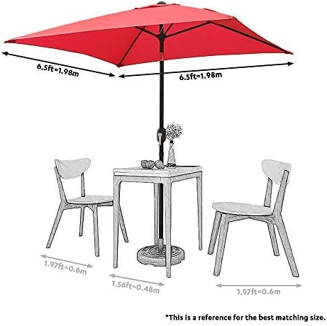 Amazon Com Abble Outdoor Patio Umbrella 6 5 Ft Square With Tilt And Crank Weather Resistant Uv Protective Umbrella Durable 6 Sturdy Steel Ribs Market Outdoor Table Umbrella Red Garden Outdoor