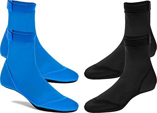 Beach Socks 3MM For Sand Volleyball and Beach Soccer Snorkeling and Wtersports [2Pairs] (Hi Top Black-Blue, M Women 8.5-10/Men 7-8.5) - Thumbnail 3