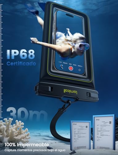 Lamicall Funda Impermeable para Celular - [Flotante] 2 Piezas, Cierre Antiapertura Bolsa para Celular contra Agua, Waterproof Case Compatible con iPhone 17 16 15 Pro MAX, Galaxy S25, 4-8.5" con Funda