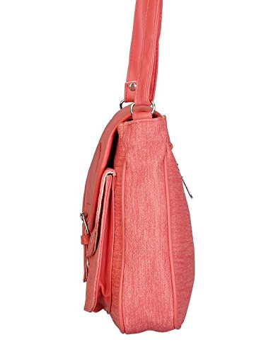 belladona women's double pocket sling bag(peach pink)