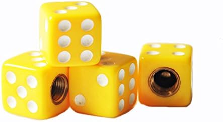 Eternalpower Car Truck Motocycle Cool Dice Shape Wheel Tire Valve Stem Cover Cap 4 Pcs (Yellow)