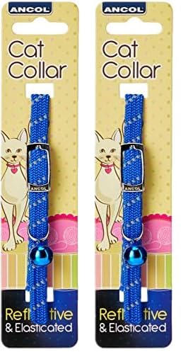 Ancol Reflective all-elastic Cat Collar Blue (Pack of 2)