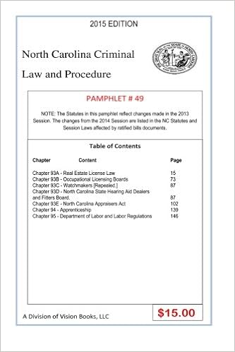 North Carolina Criminal Law And Procedure Pamphlet 49 Tony Rivers