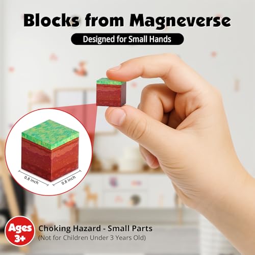 Magneverse 200 PCS 0.8in Magnetic Blocks - Magnet Toys for Boys, Magnetic Building Blocks Cubes, Stacking Magnets, School STEM Toys Birthday Gifts for Boys and Girls Age 3+ Years Old (Theme: Portal)