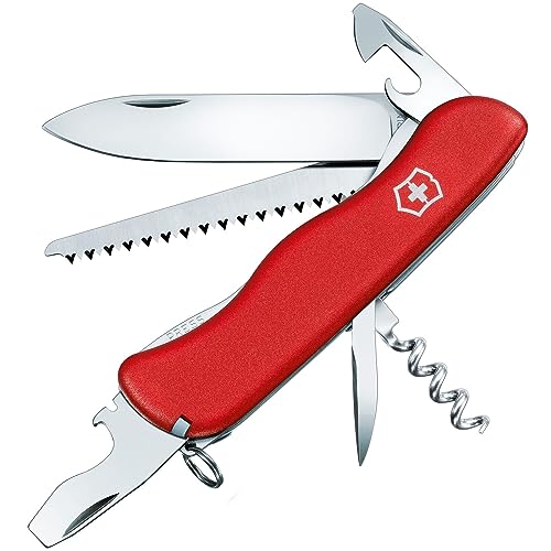 Victorinox Schweizer Taschenmesser, Forester, Multitool, Swiss Army Knife, 12 Funktionen, Feststellklinge, Dosenöffner, Rot