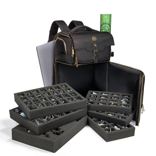ENHANCE Miniature Painting Backpack - Miniature Case with Compartments for Over 101 Miniatures, 30 Colours and 12 Brushes - Organizer with Removable Colour Pad and Shoulder Straps