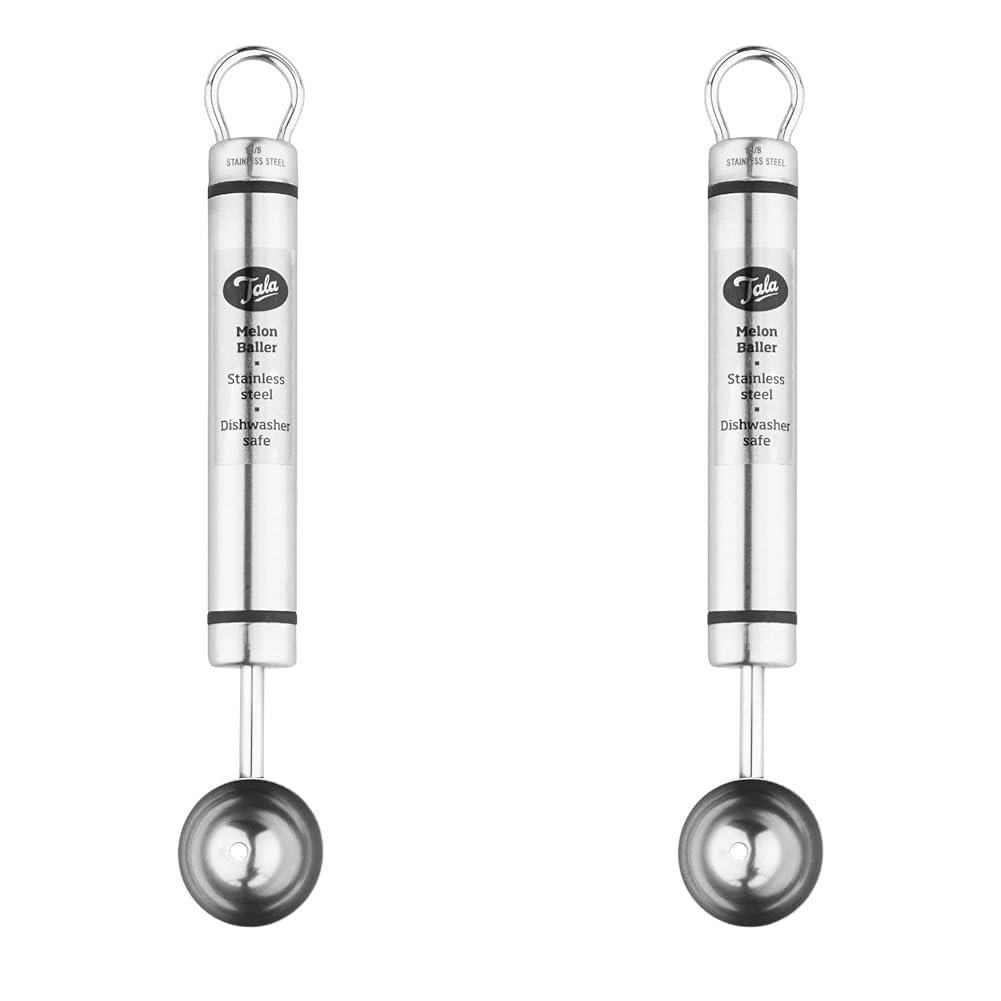 Tala Professional Grade Stainless Steel Melon Baller and Fruit Scoop, Perfect for Creating canapes, garnishing Desserts or Salads, Dishwasher Safe, 18.2 x 1.0 x 1.4 cm (Pack of 2) โ image 1