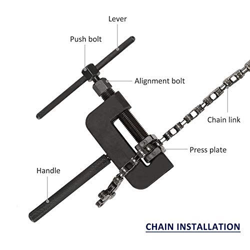 Drive Cam Chain Link Breaker, Professional Chain Press Riveting Cutter Removal Repair Tool Kit for Motorcycle, Bike, ATV and Dirt-Bike, 13 Pieces
