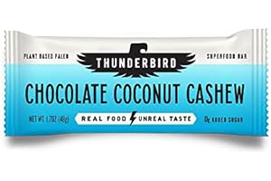 THUNDERBIRD REAL FOOD BARS Thunderbird Bars Energy Snack, Gluten-Free with Protein, Healthy Real Food, Vegan Paleo Non-GMO, No Added Sugar, Chocolate Coconut Cashew (6 Count, 1.7 oz. Bars)