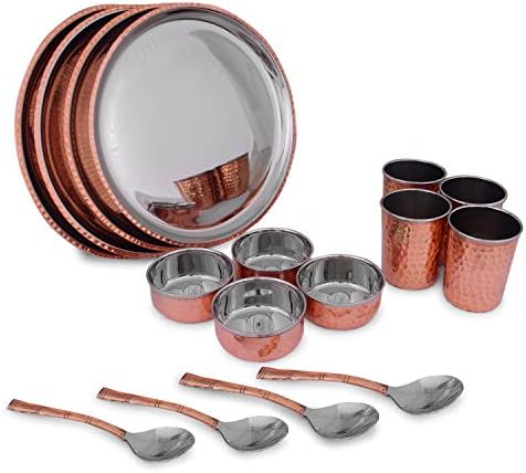 Crockery wala and Company Premium Set of 4 Copper Pipe Hammered Mugs made of 99.5% Pure Solid Copper with a gift box, Great for cold drinks and for kitchen and bar purposes