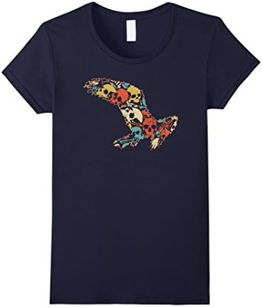 Womens OSPREY Halloween T-shirt Skeleton Skull Vintage Retro Medium Navy