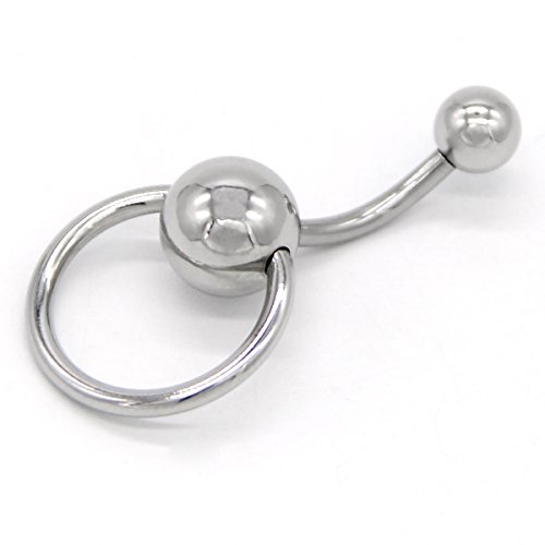 CrazyPiercing Door Knocker Stainless Steel Reverse Bar Belly Button Ring Piercing Navel Ring 14G 1/2" (10mm)