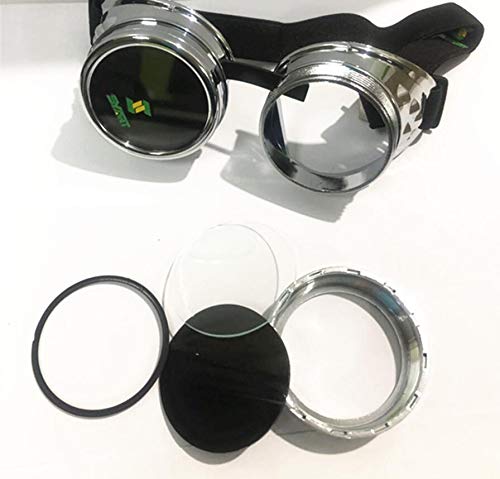 syart Goggles Steampunk Glasses Vintage Retro Welding Punk Gothic Cosplay Sunglasses Biker Motorcycle Riding Windproof Goggles Party (Sliver)