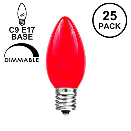 25 Pack C9 LED Outdoor Christmas Replacement Bulbs, Purple, C9/E17 Base, 1 Each