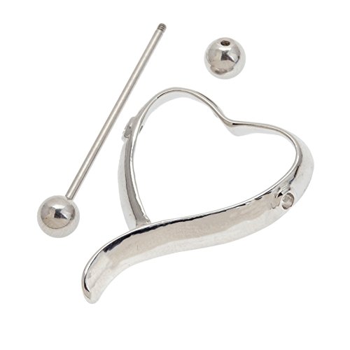 Unique Silver Colored 316L Surgical Steel 14 Gauge Nipples Ring Piercing Shield Cover Bar Barbell Nipplering In Heart Shape